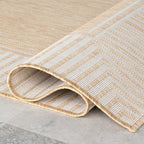 Nuloom Asha Tan/Ivory, 6'7" x 9', Casual, Striped Border, Soft and Cozy, High Traffic, Stain Resistant, Easy Clean, Durable Area Rug for Indoor/Outdoor Patio, Deck, Porch, Garden, Courtyard