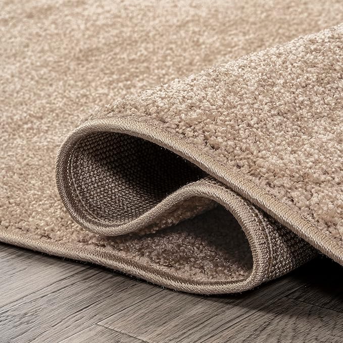 Eyely UES100G-214 Supersoft Haze Solid Low-Pile Indoor Runner Rug, Coastal, Bohemian, Minimalist, Classic, Casual for Bedroom,Kitchen,Living Room,Non Shedding,Easy-Washing, Beige, 2 X 14