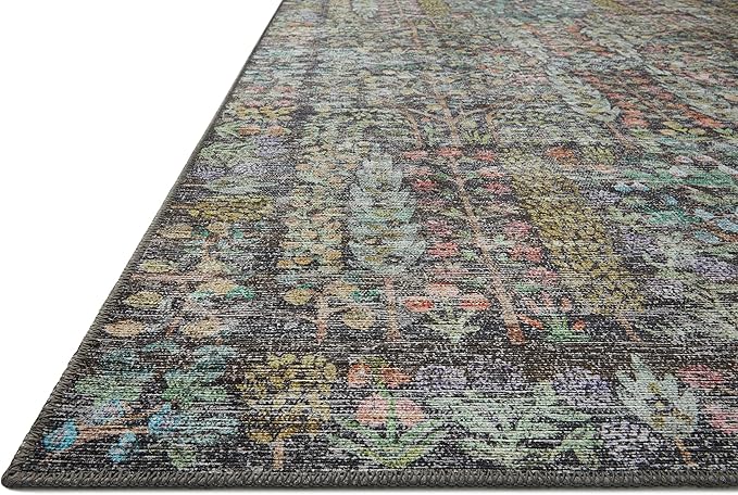 Loloi Rifle Paper Co. Maison Collection MAO-07 Charcoal 3'-0" x 3'-0" Round, .19" Pile Height, Accent Rug