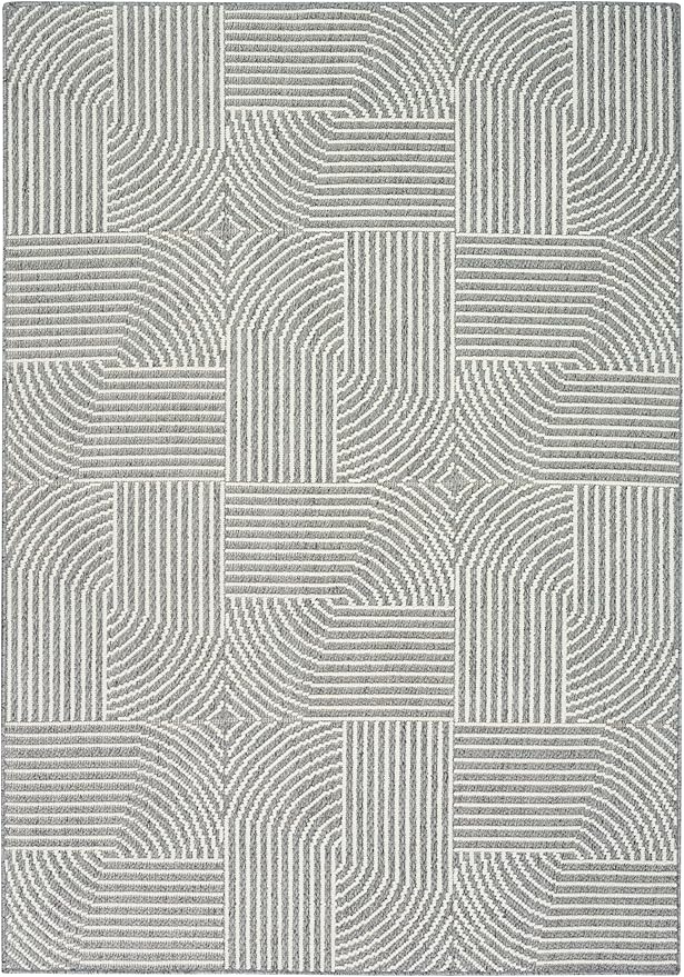 Nourison Home Textured Home Charcoal Ivory 3'11" x 5'11" Area Rug - Easy Clean, Non Shedding, Bed Room, Living Room, Dining Room, Kitchen (4' x 6')