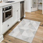 ReaLife Rugs Machine Washable Area Rug - Living Room Bedroom Bathroom Kitchen Entryway Office - Padded Crease Free Stain Resistant Premium - Modern Geometric Contemporary- Miles- Beige - 2'x 3'