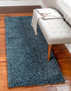Unique Loom Davos Shag Collection Area Rug - Solid (2' 7" x 20' Runner, Marine Blue)
