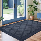 COSY HOMEER Non-Slip Door Mat 36"x60", Entryway Rugs Low Profile Absorbent Dirt Trapper Doormat for Front Entrance, Washable Polypropylene Entry Mat (Blue)
