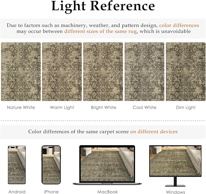 Light Brown 3x8 Vintage Area Rug Hallway Indoor Kitchen Washable Living Room Carpet Tribal Distressed Rug Retro Accent Throw Rug for Office Dining Room Bathroom Faux Wool