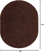 Unique Loom Solid Shag Collection Area Rug (8' x 10' Oval, Chocolate Brown)
