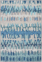 Dash & Albert Paint Chip Multi Machine Washable Rug, 8.5 X 11.5 Feet, Blue/Green Geometric Pattern