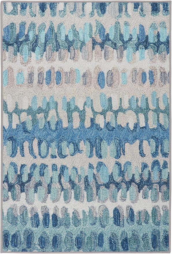 Dash & Albert Paint Chip Multi Machine Washable Rug, 7.5 X 9.5 Feet, Blue/Green Geometric Pattern