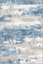 GENIMO No Crease Non Slip 6x9 Area Rugs for Living Room, Craft Woven Modern Abstract Rug, Soft Floor Carpet, Single-Piece Rugs for Bedroom, Dining Room, Office, Blue