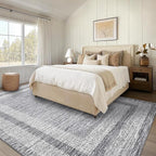 GarveeHome 8x10 Large Washable Area Rug Modern Bordered Rug Distressed Geometric Floor Carpet, Soft Non Slip Rug, Low Pile Non Shedding Rug, Indoor Gray Rug for Bedroom, Living Room