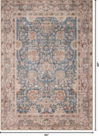 Kuden 3x5 Small Rug, Machine Washable, Non-Slip Backing, Vintage Style, Soft, Low Pile, Area Rugs for Entryway Kitchen Indoor Entrance