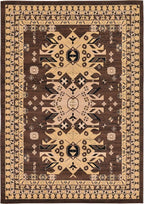 Unique Loom Taftan Collection Border Geometric Tribal Inspired Design Area Rug (7' 0 x 10' 0 Rectangular, Brown/ Tan)