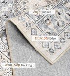 zesthome 2x3 Entryway Rug, Soft Washable Rugs, Non Slip Area Rug, Stain Resistant Low Pile Rugs for Bedroom, Vintage Rug for Door Mat, Kitchen (Beige,2'x3')