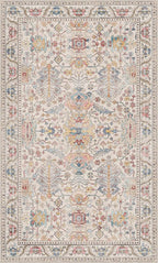 Bavni Area Rug 3x5, Non-Slip Washable Rugs for Living Room Office, Boho Distressed Printed Rug, Low Pile Foldable Decorative Carpet for Bedroom Kitchen Office, Retro Multi