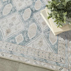 Fame Living Faded Oushak Rug, Turkish Vintage Floral Pastel Large Oversized Area Rugs for Living Room Dining Bedroom Kitchen Bathroom Nursery (852CB, 2' x 3')