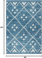 Dash & Albert Kota Indigo Machine Washable Rug, 7.5 X 9.5 Feet, Blue Geometric Pattern
