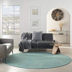 Nourison Home Nourison Essentials Blue Green 8' x Round Area Rug - Easy Clean, Non Shedding, Bed Room, Living Room, Dining Room, Kitchen (8' x Round)