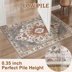 Tangsoo Area Rug 3x5 Bedroom Rug, Washable Vintage Rugs Indoor, Non Slip Accent, Print Distressed Turmeric Carpet, Soft Low Pile Rug for Living Room Dorm Bedroom Bedside Entryway Bathroom
