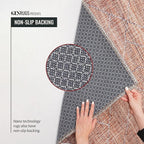 GLN Rugs Traditional Collection - Machine Washable Area Rug, Traditional Washable, Non Slip, Low Pile Chenille Rug, Living Room, Bedroom, Kitchen Rug (6' x 9' Terra/Multicolor 1168)