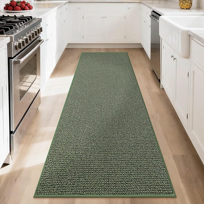 BEQHAUSE Hallway Runner Rugs 2x6, Hallway Rug Non-Slip Washable(Rolled-Up NO Creases), Runner Rug Absorbent Stain Resistant Hall Rug Carpet Runner, Entryway Rugs Floor Mat Laundry Room Rugs, Green