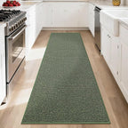 BEQHAUSE Hallway Runner Rugs 2x8, Hallway Rug Non-Slip Washable(Rolled-Up NO Creases), Runner Rug Absorbent Stain Resistant Hall Rug Carpet Runner, Entryway Rugs Floor Mat Laundry Room Rugs, Green