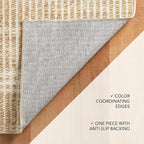 Dash and Albert Arbor Machine Washable Area Rug - 2.5' x 8' Runner Neutral Stripe Washable Accent Rug Stain-Resistant, Anti-Slip, High Traffic Kitchen, Mudroom
