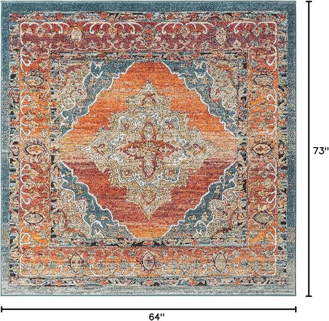 Unique Loom Isabella Collection Area Rug - Rossellini (5' 4" Square, Rust Red/ Beige)