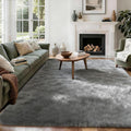 8x10 Solid Fluffy Grey Area Rug – Washable, Durable, Extra Large Living Room Rug, Non-Slip High Pile Shag Rugs for Bedroom, Playroom, Nursery Rooms, Kids Room, Soft Indoor Floor Carpet Decor