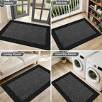 BEQHAUSE Indoor Door Mat 32" x 48", Dirt Trapper Door Mats Non-Slip Entryway Rugs Washable, Resist Dirt Absorbent Welcome Mat, Low Profile Floor Mats for Front Back Door and Entryway, Black