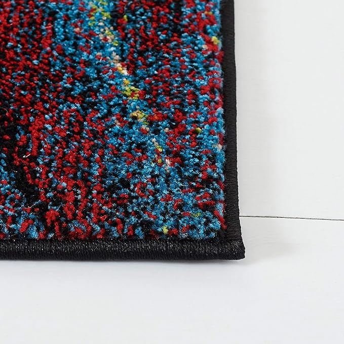 SAFAVIEH Glacier Collection Runner Rug - 2'3" x 6', Red & Green, Modern Abstract Design, Non-Shedding & Easy Care, Ideal for High Traffic Areas in Living Room, Bedroom (GLA126Q)