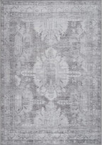 Bloom Rugs Washable 8' x 10' Rug - Ivory/Silver Gray Traditional Area Rug for Living Room, Bedroom, Dining Room, and Kitchen - Exact Size: 8' x 10'