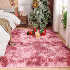 Andency Soft Area Rugs for Living Room Bedroom, 5x8 Fluffy Shaggy Bedside Rug, Non-Slip Large Shag Fuzzy Plush Carpets for Bedroom Kids Dorm Nursery Home Decor Aesthetic, Tie-Dyed Dark Red