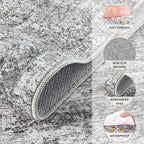 9x12 Area Rug Living Room Rugs - Washable Neutral Modern Abstract Soft Thin Rug Indoor Floor No Slip Rug Carpet for Bedroom Under Dining Table Home Office Decor - Light Gray