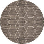 Unique Loom Trellis Frieze Collection Area Rug - Geometric (8' Round, Dark Gray/ Ivory)