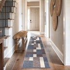 Rugshop Geometric Modern Boxes Design Non-Slip (Non-Skid) Carpet for Hallway,Kitchen,Entryway Runner Rug 2'7" x 10' Blue
