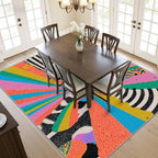 Graffiti Rug - 8x10 Rug,Colorful Abstract Art Area Rugs,Hippie Aesthetic Funky Non Slip Shed Resistant Extra Large Carpets Home Decor #C091