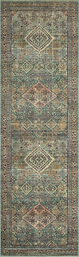 Loloi Magnolia Home by Joanna Gaines Sinclair Collection SIN-03 Turquoise/Multi 3'-6" x 5'-6", .25" Pile Height, Machine Washable, Accent Rug
