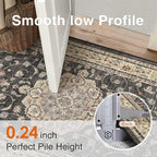 HUGEAR Machine Washable Area Rugs 6x9 Vintage Black Living Room Bedroom Rug Neutral Style Non Slip Stain Resistant Low Pile Throw Carpet for Home Retro Aesthetic Modern Decor