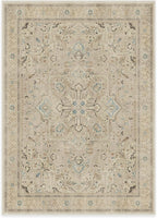 RUGGABLE Washable Vintage Area Rug – Kamran Ivory Opal 5x7, Stain-Resistant, Non-Slip – Medium Machine Washable Rugs for Living Room, Bedroom, Hallway, Entryway & Office–with Standard Pad