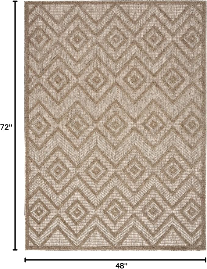 Nourison Home Versatile Natural Beige 4' x 6' Area Rug - Easy Clean, Non Shedding, Bed Room, Living Room, Dining Room, Kitchen (4' x 6')