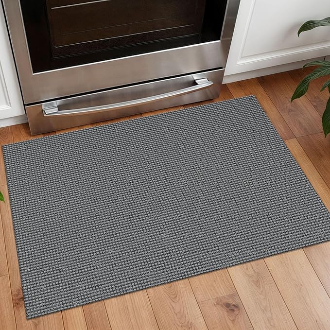 Small Braided Rugs 2x3 Ft Area Rugs for Entryway Boho Washable Rug Non Slip Rubber Backed Throw Rugs Woven Door Mat Indoor Entrance Front Door Rugs for Foyer Kitchen, Dark Grey/Grey