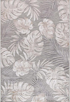 CAMILSON Indoor Outdoor Rug, Beige 5x7 Leaf Tropical Botanical Area Rugs for Indoor and Outdoor patios, Easy-Cleaning Non-Shedding Living Room, Garden and Kitchen Washable Outside Carpet (5 x 7)