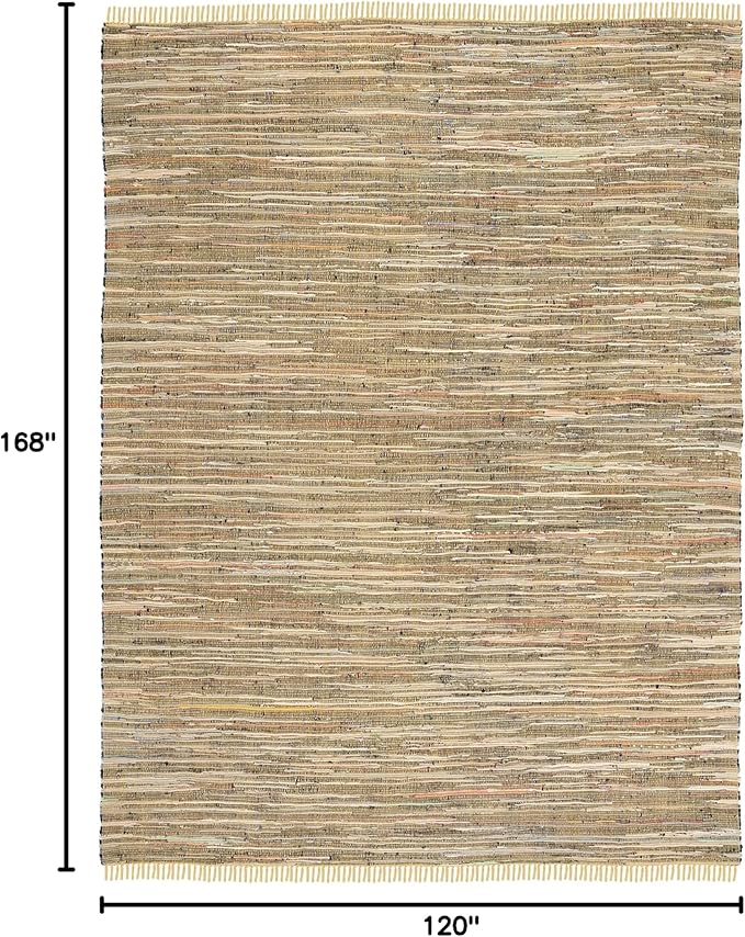 SAFAVIEH Rag Rug Collection Area Rug - 10' x 14', Yellow & Multi, Handmade Boho Stripe Cotton, Ideal for High Traffic Areas in Living Room, Bedroom (RAR121H)