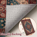 Tangsoo Vintage Small 2x3 Washable Rugs for Entryway Non-Slip Oriental Low Pile Rug for Front Door, Kitchen, Indoor, Accent Throw Small Area Rug, Door Mat for Entrance, Soft Boho Red Rug