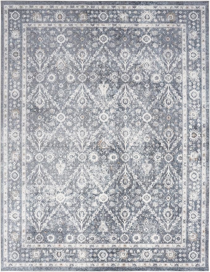Nourison Home Astra Machine Washable Dark Blue 7'10" x 10' Area Rug - Easy Clean, Non Shedding, Bed Room, Living Room, Dining Room, Kitchen (8' x 10')