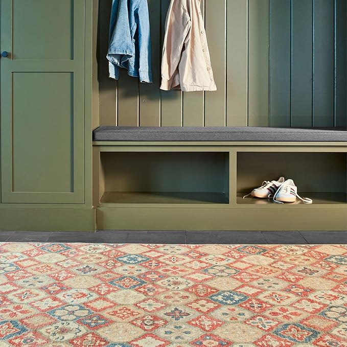 Dash and Albert Pali Machine Washable Area Rug - 4' x 6' Multicolor - Geometric Accent Rug - Anti-Slip Backing, Lightweight, Machine Washable, High Traffic Areas Kitchen, Mudroom, Laundry Room