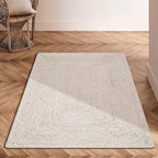 Hausattire Hand Woven Jute Braided Rug, 2'x3' – Off White, Reversible Boho Entry Area Rugs for Kitchen, Living Room I Farmhouse Indoor Outdoor Decorative Floor Rug, 24x36 Inch