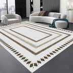 Moroccan Farmhouse Area Rugs 5x8ft, Neutral Geometric Pattern in Off-White Rug, Low Pile Machine Washable & Non-Slip Soft Carpet for Living Room, Bedroom & Dining Room
