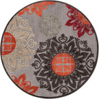 Unique Loom Outdoor Modern Collection Area Rug - Chicago (5' 3" Round Brown/Orange)