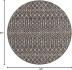 Unique Loom Outdoor Trellis Collection Area Rug - Tribal Trellis (5' 3" Round, Charcoal Gray/ Natural)