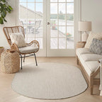 Nourison Home Courtyard Ivory Silver 6' x 9' Oval Area Rug - Easy Clean, Non Shedding, Bed Room, Living Room, Dining Room, Kitchen (6' x 9' Oval)